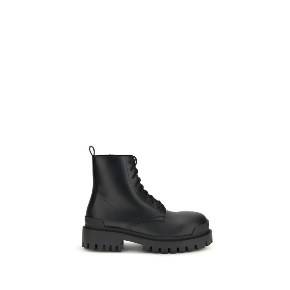 Balenciaga Black Calf Leather Bos Taurus Lace-Up Men's Boots - Picture 1 of 3